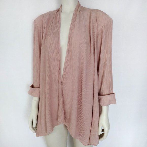 Vintage 1980s Perceptions Pink Open Front 3/4 Sleeve Light Jacket - Picture 5 of 11